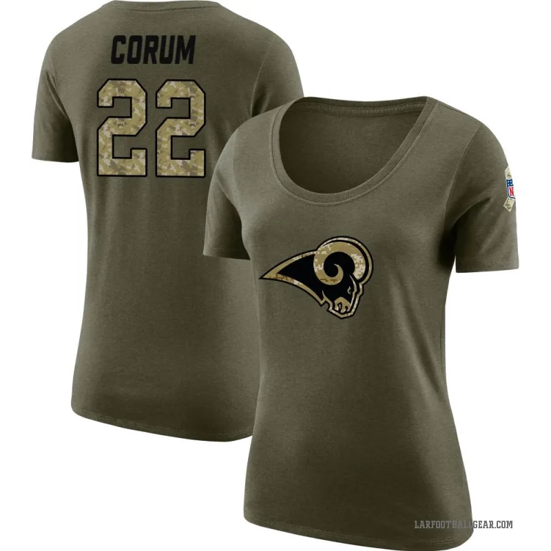 Blake Corum Women's Olive Los Angeles Rams Salute to Service Scoop Neck T-Shirt