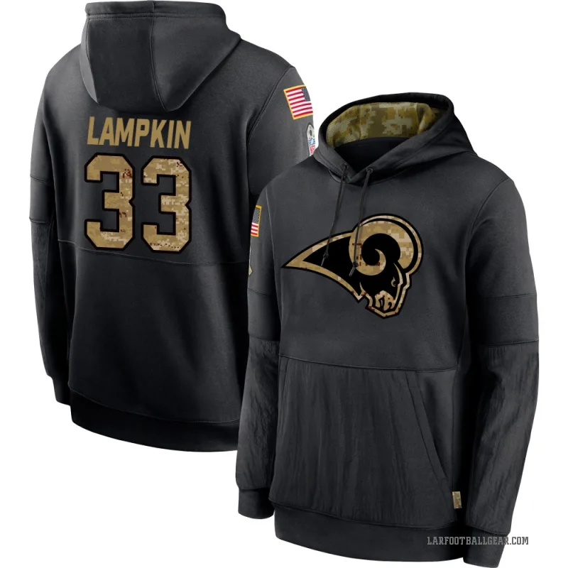 Cam Lampkin Men's Black Los Angeles Rams 2020 Salute to Service Sideline Performance Pullover Hoodie