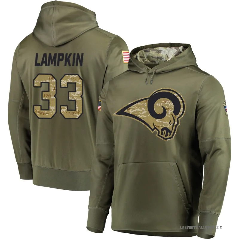 Cam Lampkin Men's Olive Los Angeles Rams Salute to Service Pullover Hoodie