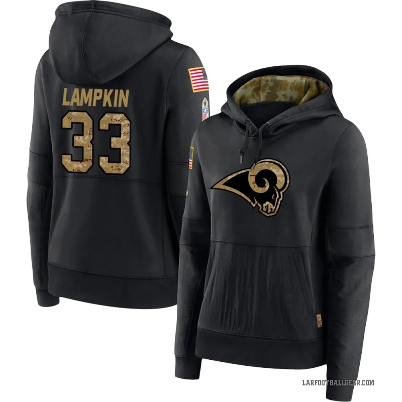 Cam Lampkin Women's Black Los Angeles Rams 2020 Salute to Service Sideline Performance Pullover Hoodie