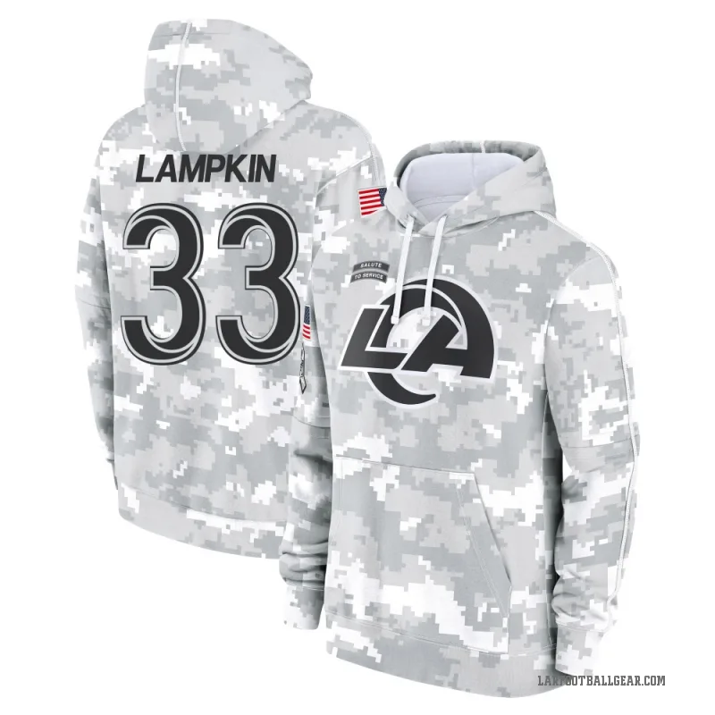 Cam Lampkin Youth Camo Los Angeles Rams Arctic 2024 Salute to Service Club Fleece Pullover Hoodie