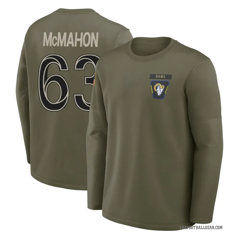Dylan McMahon Men's Olive Los Angeles Rams 2025 Salute to Service Sideline Coaches Long Sleeve T-Shirt