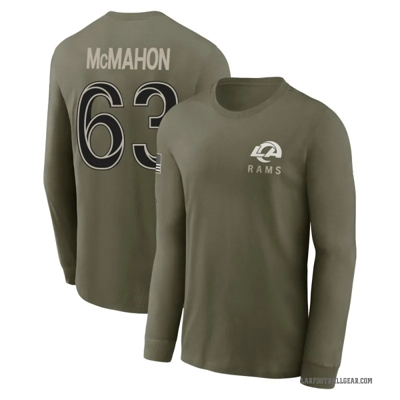 Dylan McMahon Men's Olive Los Angeles Rams 2025 Salute to Service Sideline Long Sleeve T-Shirt