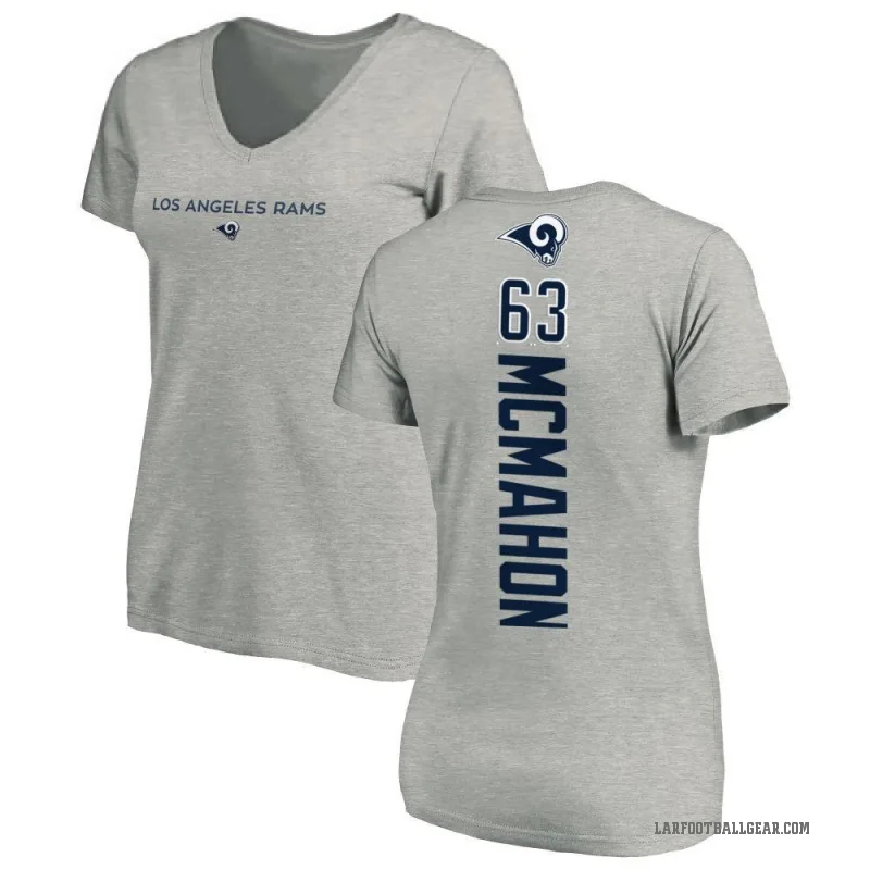 Dylan McMahon Women's Ash Los Angeles Rams Backer V-Neck T-Shirt -