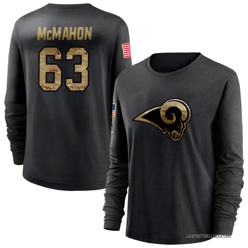 Dylan McMahon Women's Black Los Angeles Rams 2020 Salute To Service Sideline Performance Long Sleeve T-Shirt