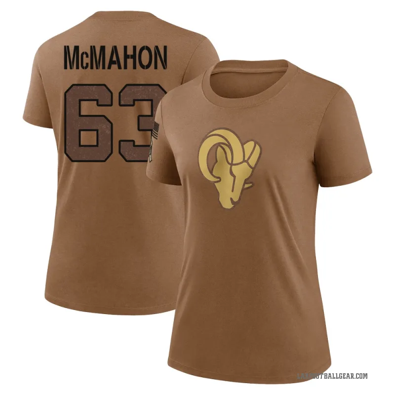 Dylan McMahon Women's Brown Los Angeles Rams 2023 Salute To Service Performance T-Shirt