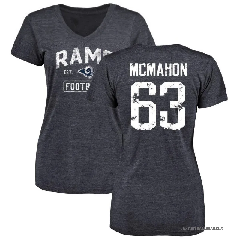 Dylan McMahon Women's Navy Los Angeles Rams Distressed V-Neck T-Shirt -