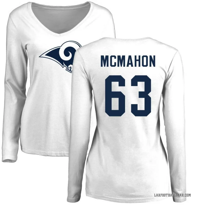 Dylan McMahon Women's White Los Angeles Rams Logo Slim Fit Long Sleeve T-Shirt -