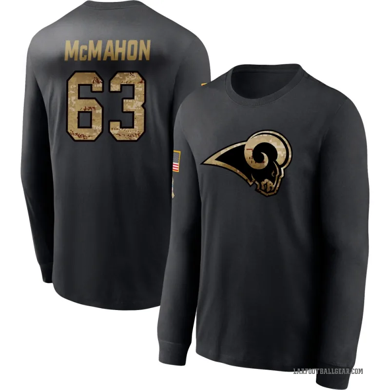 Dylan McMahon Youth Black Los Angeles Rams 2020 Salute To Service Sideline Performance Long Sleeve T-Shirt