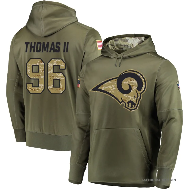 Keir Thomas II Men's Olive Los Angeles Rams Salute to Service Pullover Hoodie