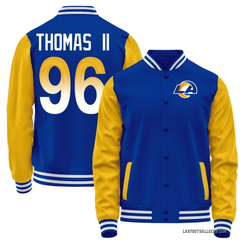 Keir Thomas II Men's Orange Los Angeles Rams Blue Full-Snap Jacket