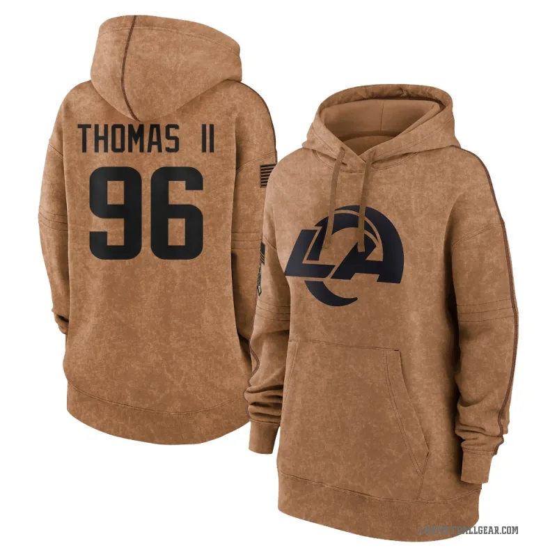 Keir Thomas II Women's Brown Los Angeles Rams 2023 Salute To Service Pullover Hoodie