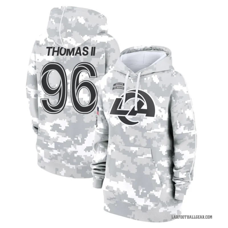 Keir Thomas II Women's Camo Los Angeles Rams Arctic 2024 Salute to Service Club Fleece Pullover Hoodie