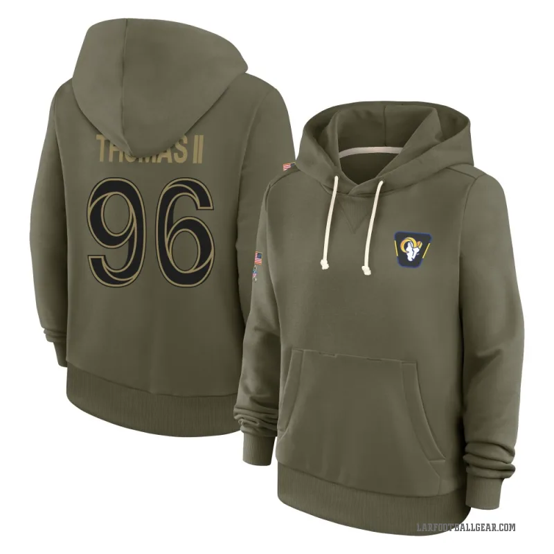 Keir Thomas II Women's Olive Los Angeles Rams 2025 Salute to Service Hoodie