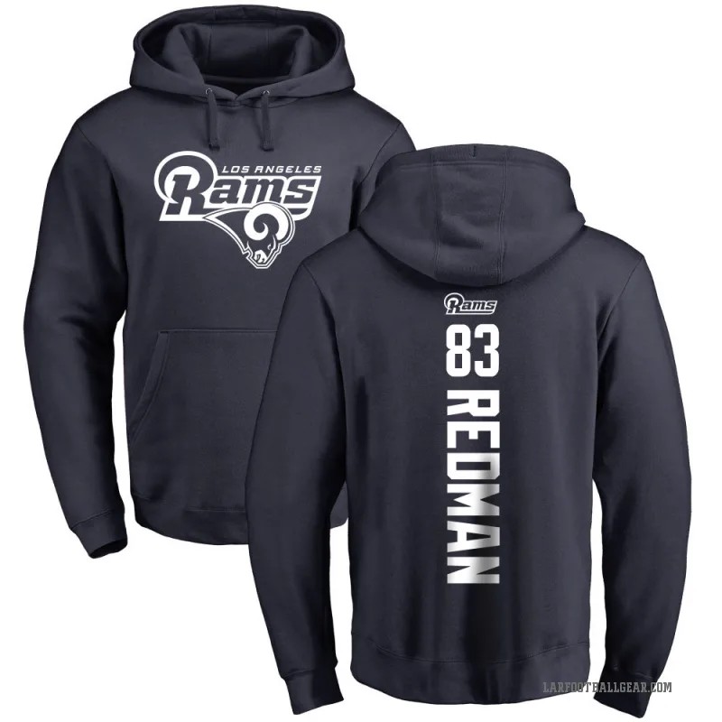 Mark Redman Men's Red Los Angeles Rams Pro Line Navy Backer Pullover Hoodie