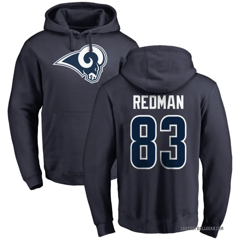 Mark Redman Men's Red Los Angeles Rams Pro Line Navy Logo Pullover Hoodie