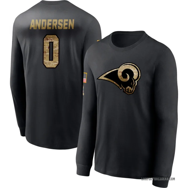 Nick Andersen Men's Black Los Angeles Rams 2020 Salute To Service Sideline Performance Long Sleeve T-Shirt