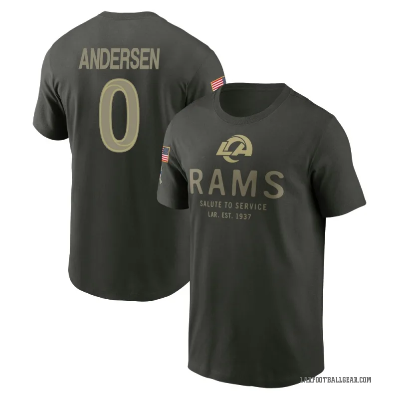 Nick Andersen Men's Green Los Angeles Rams Forest/ 2025 Salute to Service Sideline Primary Edge T-Shirt