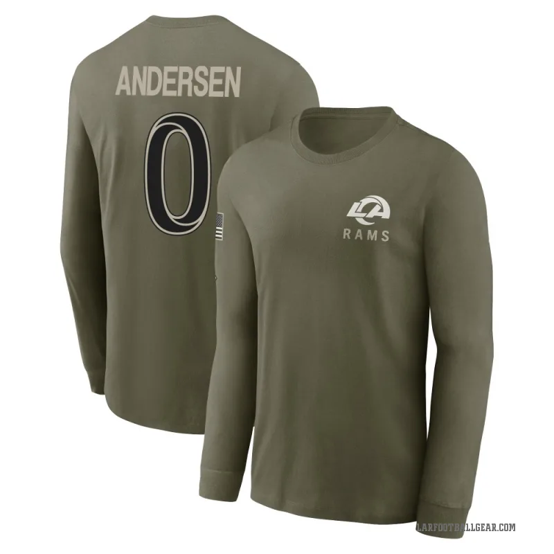 Nick Andersen Men's Olive Los Angeles Rams 2025 Salute to Service Sideline Long Sleeve T-Shirt