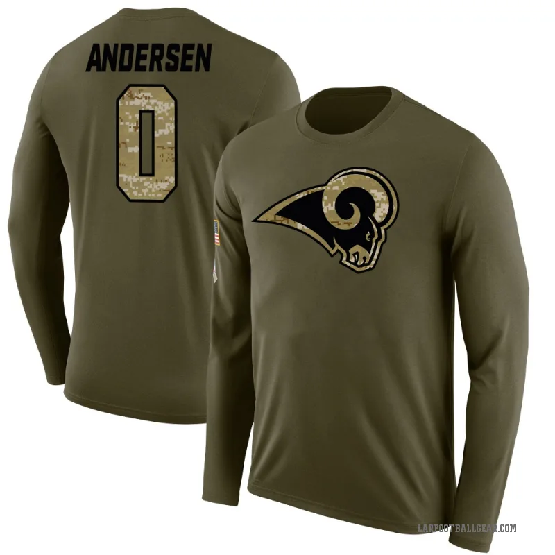 Nick Andersen Men's Olive Los Angeles Rams Salute to Service Sideline Long Sleeve T-Shirt