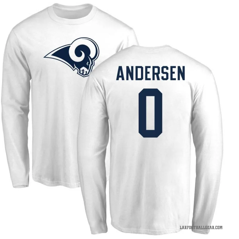 Nick Andersen Men's White Los Angeles Rams Logo Long Sleeve T-Shirt -