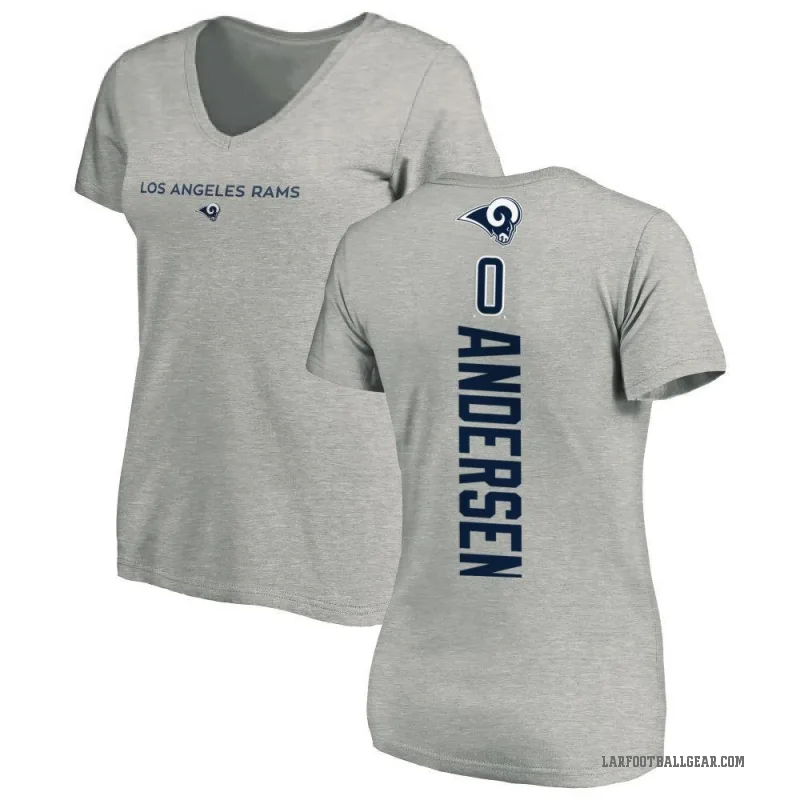 Nick Andersen Women's Ash Los Angeles Rams Backer V-Neck T-Shirt -