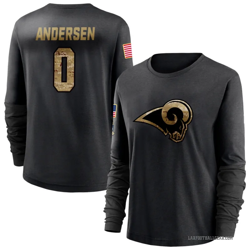 Nick Andersen Women's Black Los Angeles Rams 2020 Salute To Service Sideline Performance Long Sleeve T-Shirt