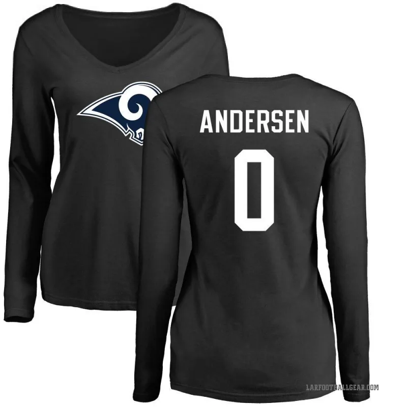 Nick Andersen Women's Black Los Angeles Rams Logo Slim Fit Long Sleeve T-Shirt -