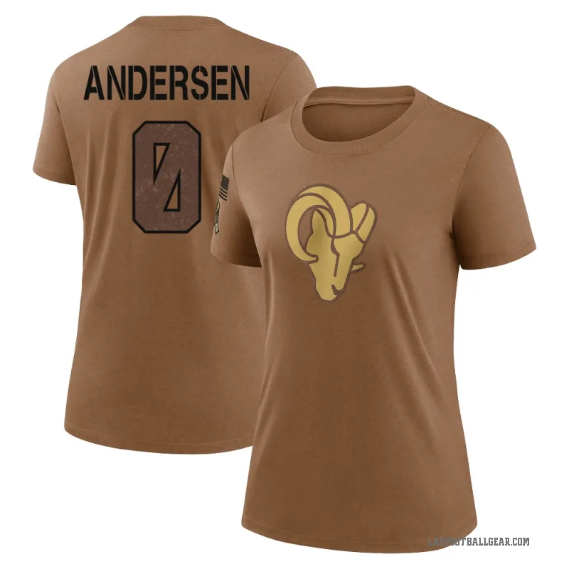 Nick Andersen Women's Brown Los Angeles Rams 2023 Salute To Service Performance T-Shirt