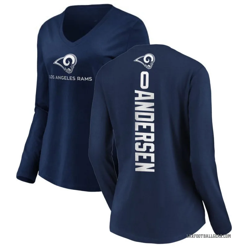 Nick Andersen Women's Navy Los Angeles Rams Backer Slim Fit Long Sleeve T-Shirt -