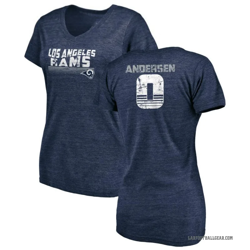 Nick Andersen Women's Navy Los Angeles Rams Retro V-Neck T-Shirt -