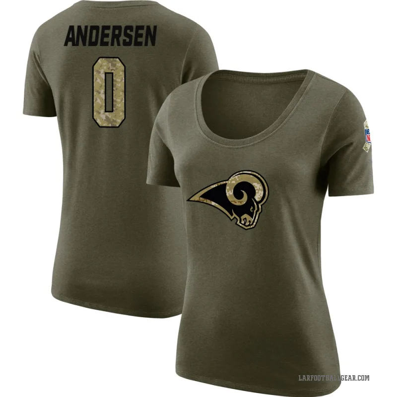 Nick Andersen Women's Olive Los Angeles Rams Salute to Service Scoop Neck T-Shirt