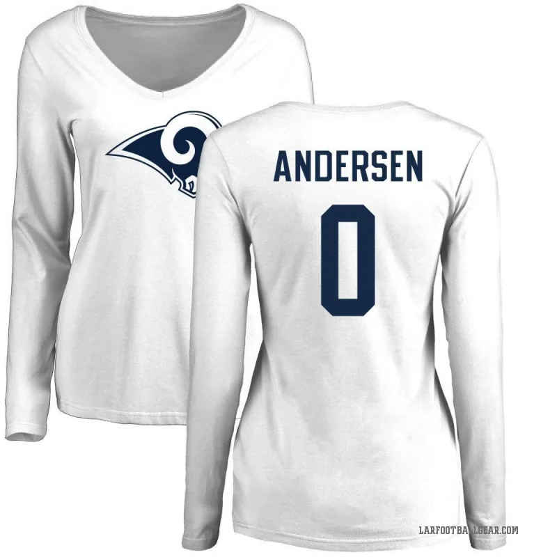Nick Andersen Women's White Los Angeles Rams Logo Slim Fit Long Sleeve T-Shirt -