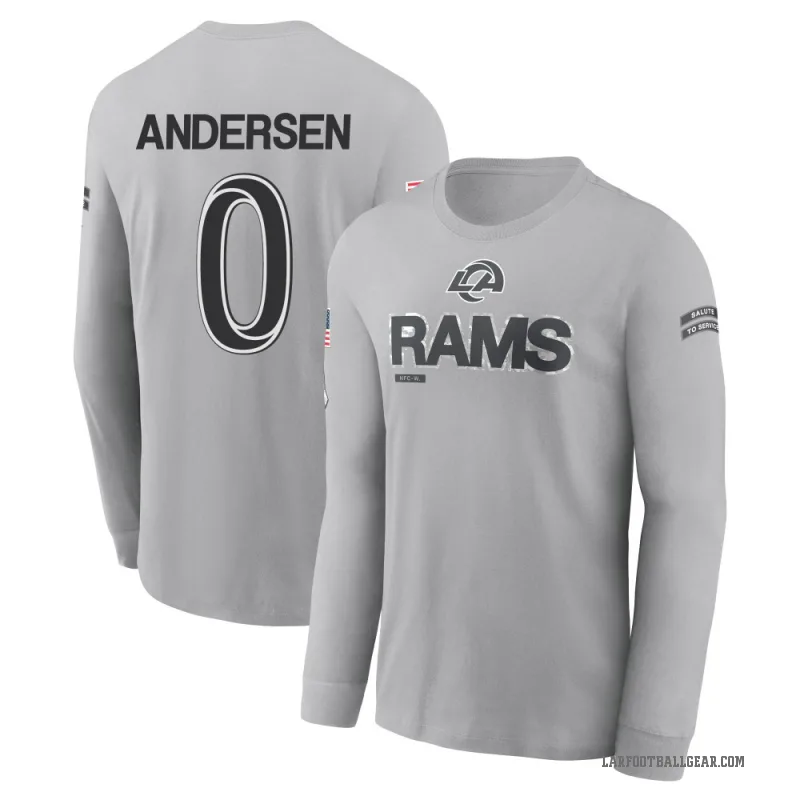 Nick Andersen Youth Gray Los Angeles Rams 2024 Salute to Service Long Sleeve T-Shirt