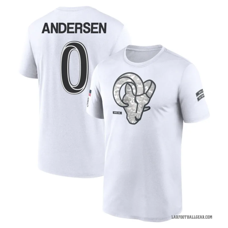 Nick Andersen Youth White Los Angeles Rams 2024 Salute to Service Performance T-Shirt