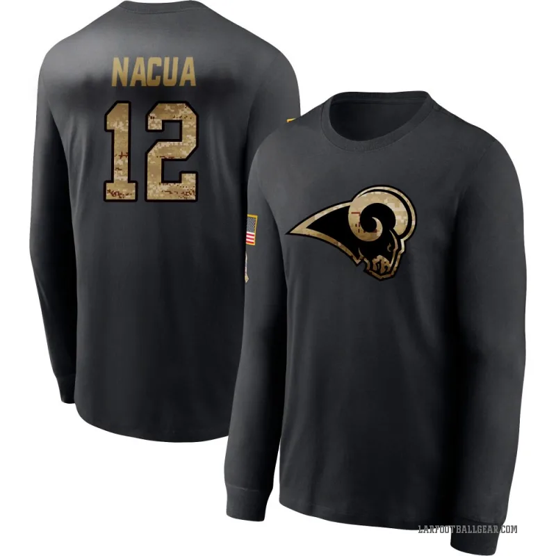 Puka Nacua Men's Black Los Angeles Rams 2020 Salute To Service Sideline Performance Long Sleeve T-Shirt