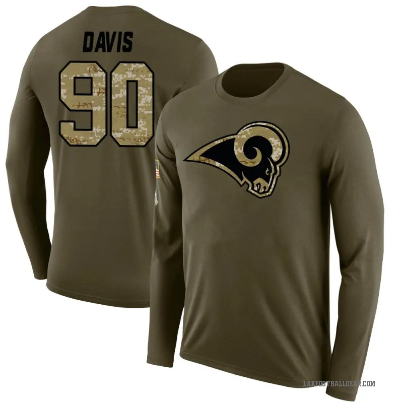 Tyler Davis Youth Olive Los Angeles Rams Salute to Service Sideline Long Sleeve T-Shirt